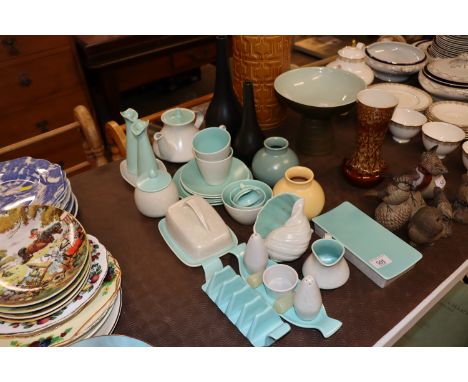 A collection of Poole pottery twin tone ware 
