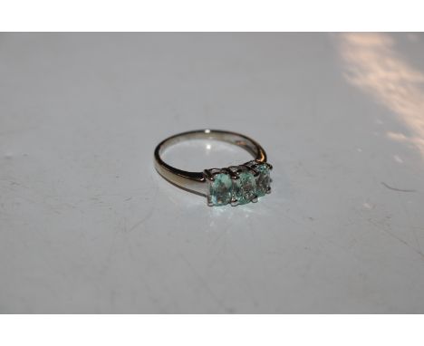 A 9ct white gold ring set with the coloured stones, approx. total weight 2.4gms, ring size O