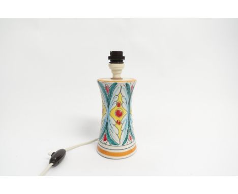 A small 1950's Italian Pottery lamp base with foliate detail. No shade. 16cm high excluding fitting 