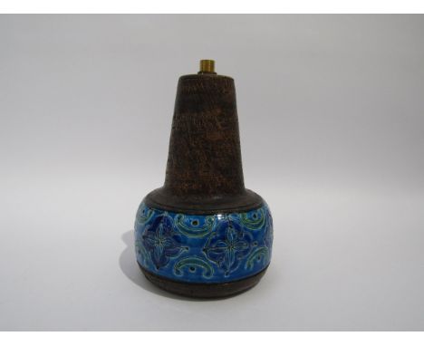 An Italian Bitossi lamp base in 'Rimini Blu', 16cm high without fitting 