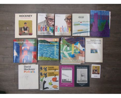 Nine various hardback and paperback books relating to David Hockney plus ephemera, gallery exhibition catalogues etc. 