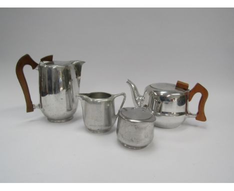 Picquot Ware vintage retro four piece tea set. Tallest 19cm 