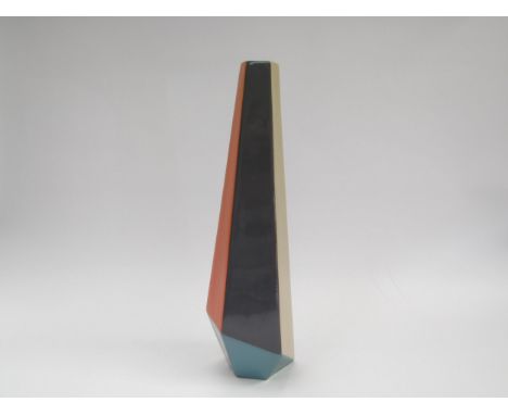 A vintage Habitat modernist vase, angular forms with multi colours, 43cm high 