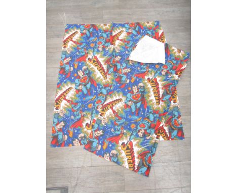 A vintage pair of 1979 Superman curtains, 120cm width x 137cm drop 