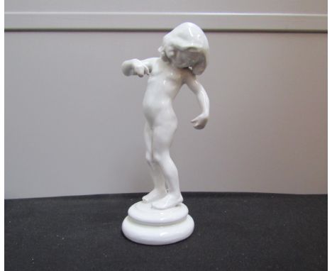 A Danish Kahler ceramic figure of a girl - Venus Kalipygos, designed by Kai Nielsen, incised marks to base, 19.5cm high 