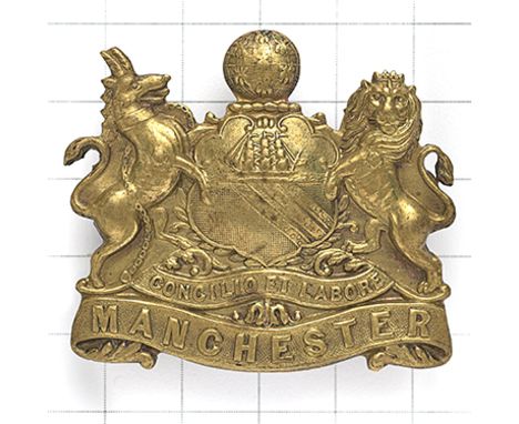 Manchester Regiment ‘Pals’ WW1 ‘Kitchener’s Army’ service battalions cap badge. Scarce usual bronze/brass light striking, non