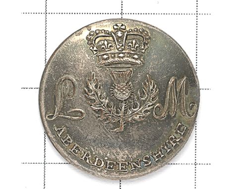 Scottish. Aberdeenshire Local Militia, Georgian Officer’s silver plated open-back coatee button circa 1809-16. A fine scarce 