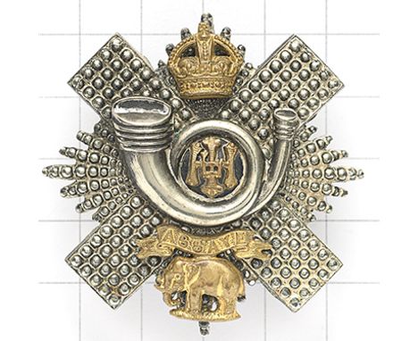 Scottish. Highland Light Infantry Victorian Officer’s  HLI glengarry circa 1881-1901. Fine die-stamped silvered thistle star 