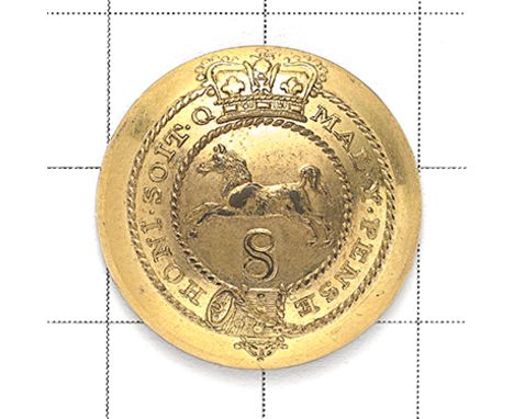 8th (The King’s) Regiment of Foot Georgian Officer’s gilt open back coatee button. Crowned Garter; White Horse of Hanover ove