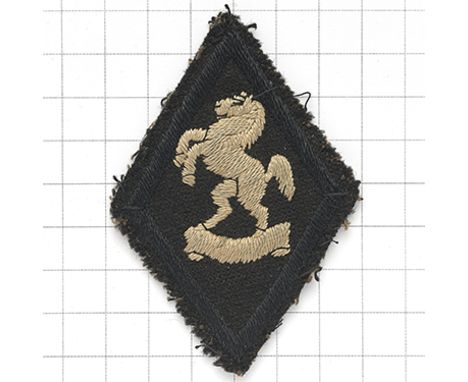 297th Light Anti-Aircraft Regiment Royal Artillery cloth formation sign. White Horse of Kent embroidered on black diamond.   