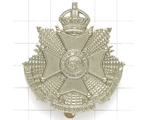 5th (Cumberland) Bn. Border Regiment post 1908 OR’s cap badge. Die-stamped white metal crown star bearing Maltese cross, cent