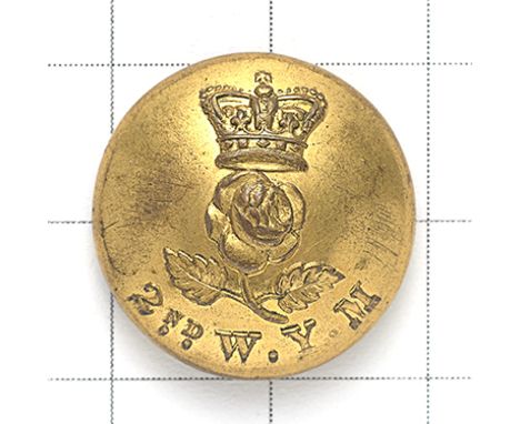 2nd West York Militia Victorian Officer’s gilt closed back coatee button. A good example with crowned slipped Rose over “2nd 
