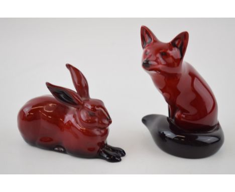 Royal Doulton Flambe Fox together with a Hare. (2) Height 12cm.  Both of first quality, free of restoration or damage.