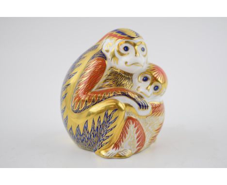 Royal Crown Derby paperweight in the form of monkeys, first quality with stopper.  In good condition with no obvious damage o