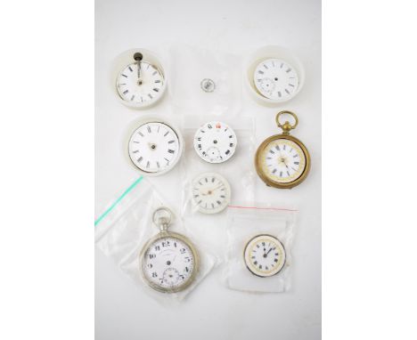 A collection of 8 vintage and antique fob watches movements a/f. Of note several good examples with ceramic faces and subsidi