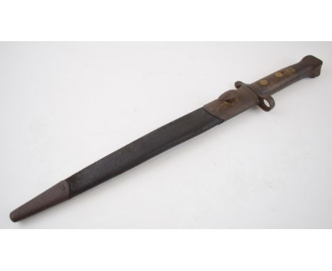 19th Century bayonet marked WD S 76, V.R 7/93 SANDERSON, SHEFFIELD. In original scabbard. Length 44cm.  In good original cond