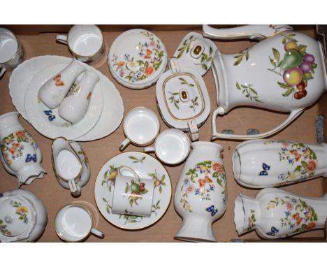 A collection of Spode in the Blenheim pattern to include a coffee pot, coffee cans and saucers with milk and lidded sugar wit