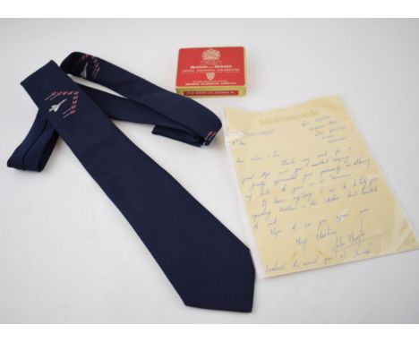 Aviation Interest: a Concorde and Red Arrows polyester tie, with Concorde headed note paper letter from John Clayton, West Dr
