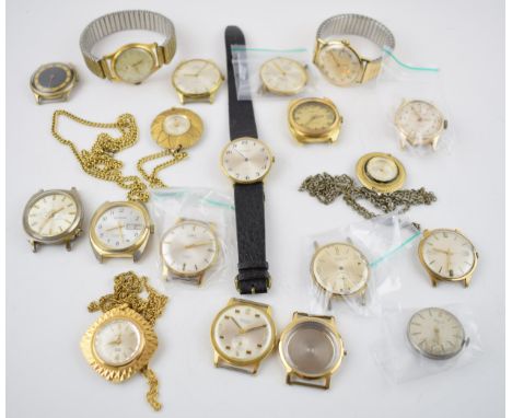 A good quantity of vintage watches, movements and parts a/f. (Qty)  All in original condition. A good lot for spare parts or 