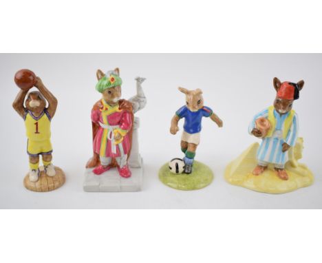 Boxed Royal Doulton Bunnykins, all limited editions,  to include Soccer, Egyptian, Basketball and Aranian Nights DB315 (4).  