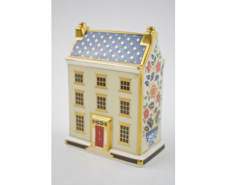 Royal Crown Derby Property Paperweight, Georgian Town House, 10cm high, back-stamped porcelain stopper, second, red printed m