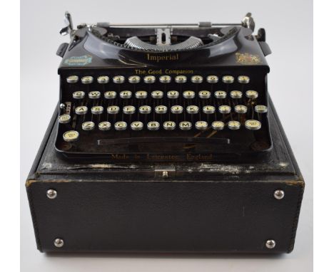 Imperial 'Good Companion' Typewriter, Made in Leicester, England. 31cm x 32cm, x 16cm.  In good original condition.