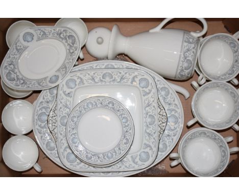 Wedgwood Dolphins pattern collection of dinner and tea ware. To include dinner plates, coffee pot, cups and saucers (6) soups
