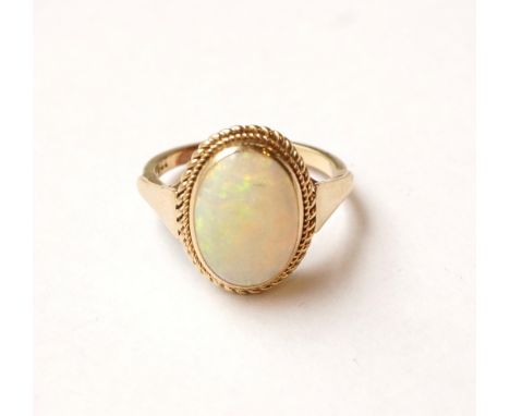 OPAL SINGLE STONE DRESS RING
on nine carat gold shank, ring size M