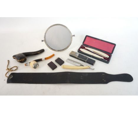 SELECTION OF GENTLEMAN'S REQUISITES
including a cased pair of Birko open razors, a cased Brosem open razor, two cased Rolls R