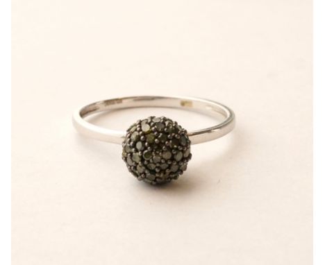 BLACK DIAMOND DRESS RING
the multi diamonds on ball setting, on nine carat white gold shank, ring size R