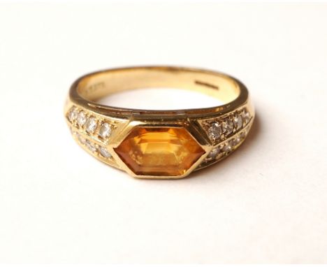 CITRINE AND DIAMOND DRESS RING
on nine carat gold shank, ring size J-K