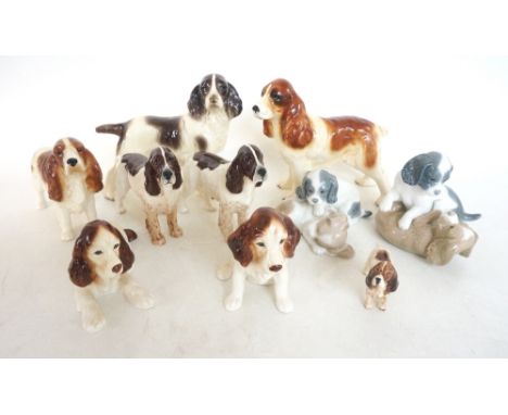 COLLECTION OF NAO LLADRO, BESWICK AND SYLVAC SPANIEL FIGURINES
of varying sizes, with respective marks to base (10)