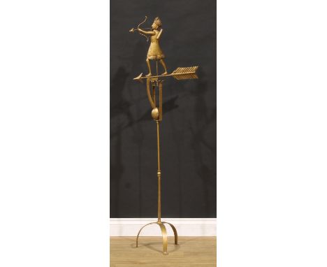 Folk Art - an early 20th century gilt painted floor standing novelty balance toy or automaton, as a Native American chief, ta