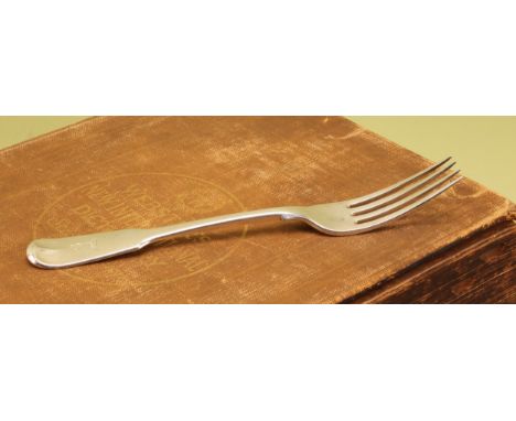 Paul Storr - a George III silver Fiddle pattern table fork, 20.5cm long, London 1818, 76g