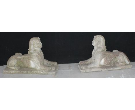 Garden Statuary &amp; Architectural Salvage - a pair of reconstituted stone garden models or pier caps, each cast as an Egypt