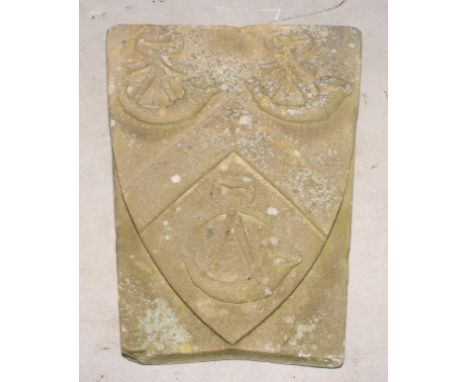 Architectural Salvage - a 19th century armorial keystone, 52cm high, 40cm wideHeraldry: Arms of Foster