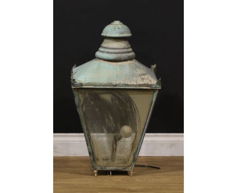 Architectural Salvage - an early 20th century copper street lantern, 76cm high