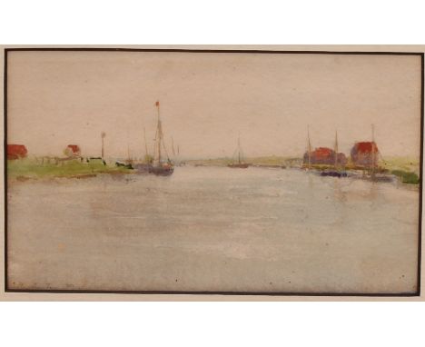 Henry Scott Tuke (Newlyn School, 1858-1929)An Estuary,signed H. S. T., watercolour, 10cm x 16.5cm