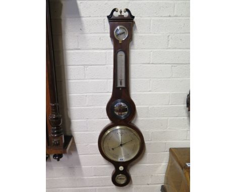 A mahogany wheel barometer by G. Moretti of Bristol 
Condition report: Working - plugged for transportation 