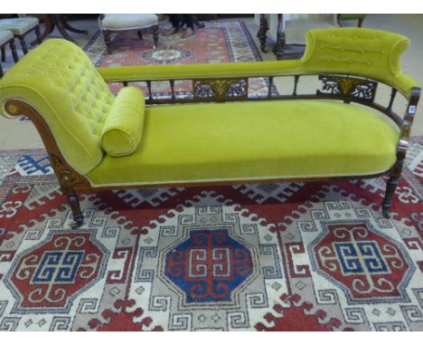 An Edwardian inlaid rosewood double ended chaise with marquetry panels - Height 74 cm x Length 1.78 m x Depth 74 cm