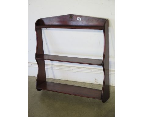 A mahogany three tier wall shelf - 63 cm x 63 cm 