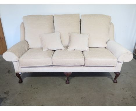 A brand new Rhodabourne bespoke three seater hardwood frame settee original cost £3200  - Height 1.02 m x Width 1.84m x Depth