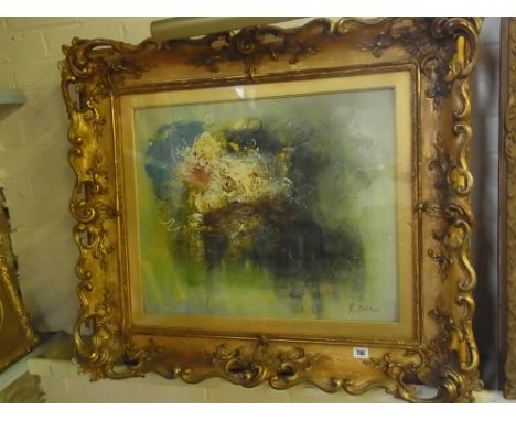 A modernist oil on canvas signed R. Potter - in a good gilt swept frame - 48 cm x 59 cm  - removed from a Doctors surgery who