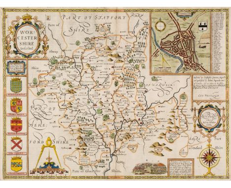 * Worcestershire. Speed (John), Worcestershire Described, Thomas Bassett &amp; Richard Chiswell [1676], hand-coloured engrave