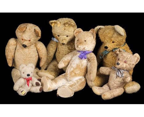 * Teddy Bears. A collection of approximately 32 teddy bears, early/mid 20th century, including: 6 large teddy bears, one with