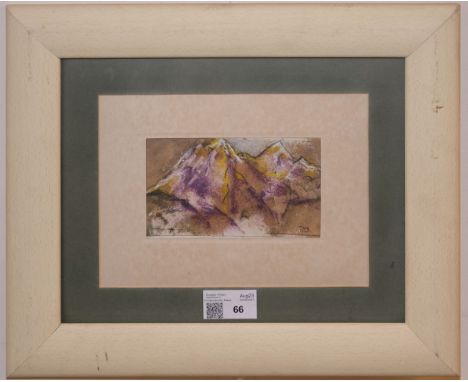 * Attributed to Howard Thomas Sommervell (1890-1975). Mountain Sketch, pencil and watercolour on thick paper, laid onto card,