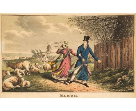 * Belch (William). The Months of the Year (11 of 12, lacking December), circa 1820, eleven aquatints with contemporary hand c