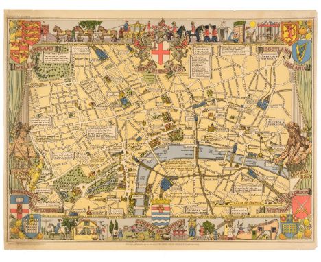 London. Bullock (L. G.). Children's Map of London, John Bartholomew &amp; Son Ltd. Edinburgh, circa 1948, colour-printed pict