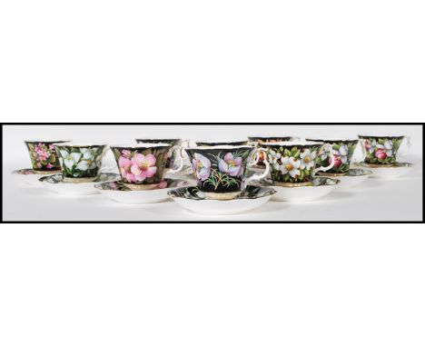 A Royal Albert part tea service in the provincial flowers patterns being stamped to the underside. To include cups and saucer
