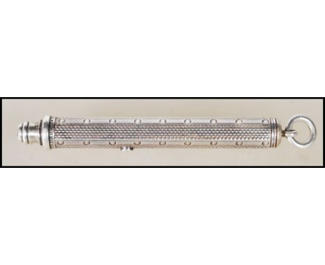 An early to mid 20th Century silver white metal propelling pencil by&nbsp;S Mordan &amp; Co having engine turned decoration w